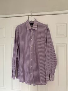 M&S Tailoring Purple & White Stripe Long Sleeve Shirt