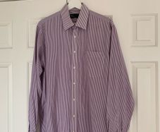 M&S Tailoring Purple & White Stripe Long Sleeve Shirt