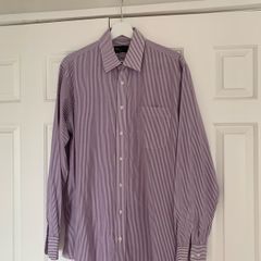 M&S Tailoring Purple & White Stripe Long Sleeve Shirt