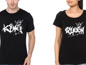 King Queen Couple Tees Tops T-shirts Great Gift Present For Valentines Day Idea Set