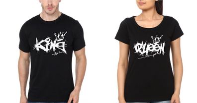 King Queen Couple Tees Tops T-shirts Great Gift Present For Valentines Day Idea Set