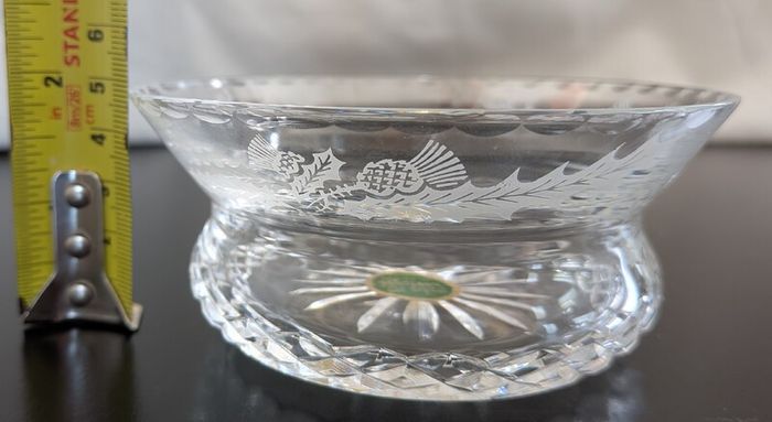 Vintage Scottish Cut Crystal Floral Bowl Original Made in Scotland Label