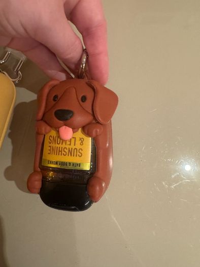 Bath and body works sanitiser and dog poo bag dispenser