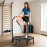 40" Foldable Mini Fitness Trampoline, with Adjustable Foam Handle, Orange Image 3