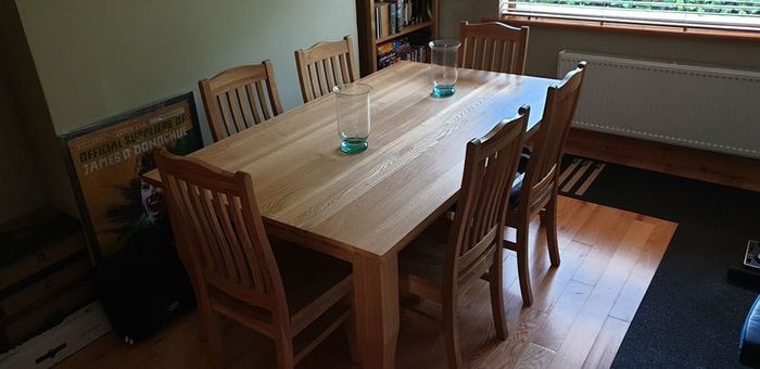 Solid Oak Dining Room Table & Chairs