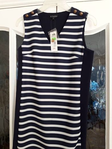 Beautiful New Dress/Tunic/Pinafore Navy/Ivory 10