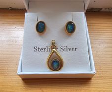 Australian Opal Gold Plated Over Sterling Silver Jewellery Set
