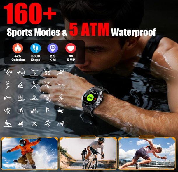 Jugeman Smart Watch for Men, 1.43" AMOLED Military Smart Watch