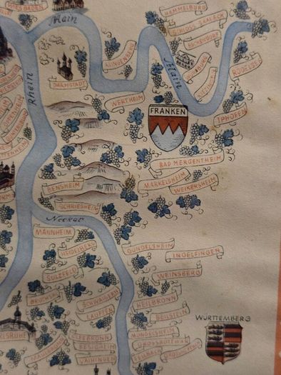 1960's German Weingut Ferd Pieroth winery Map