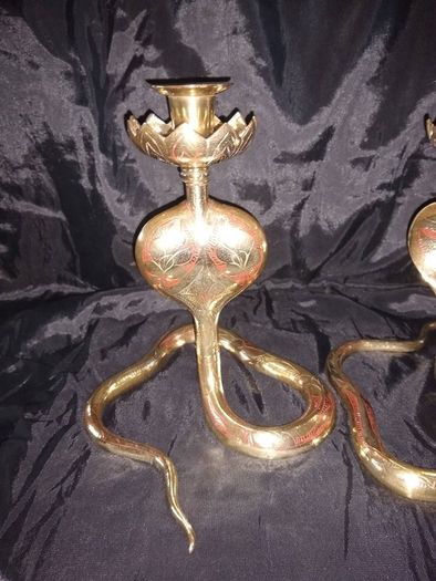 Antique Snake form Candlestick Holders