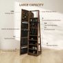360 Swivel Jewellery Cabinet, Free Standing Full Length Mirror with Storage, Lockable Jewellery Organiser with Built-in Makeup Mirror and Storage Shelves for Bedroom, Rustic Brown Image 5