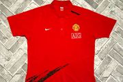 Nike Manchester United Mens Polo Neck Tee Shirt Red Large