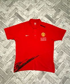 Nike Manchester United Mens Polo Neck Tee Shirt Red Large
