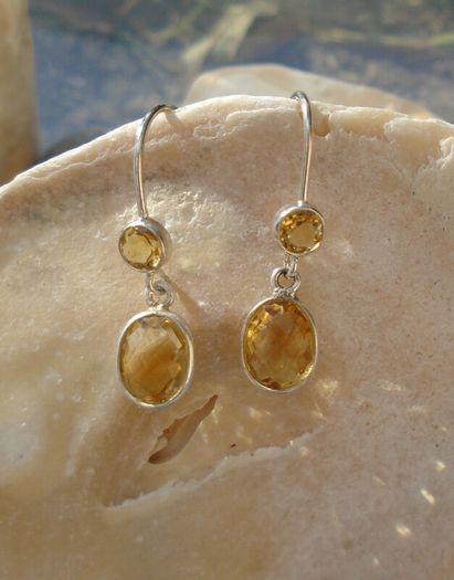 Citrine/Silver earrings,Gemstone earrings,Gift.November birthstonerrings,Drop earrings
