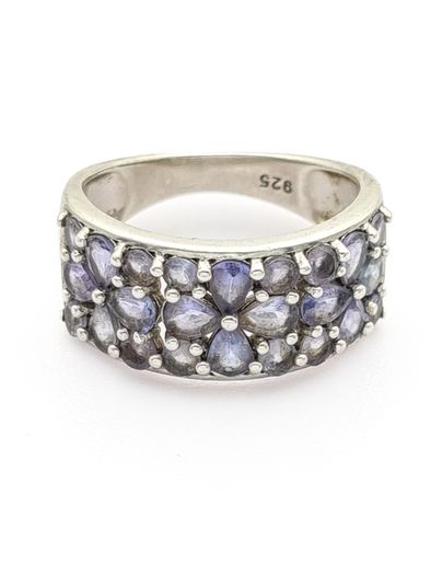 Vintage 925 Silver Amethyst Cluster Ring