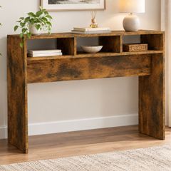 105cm Smoked Oak Console Table, Modern Engineered Wood Hallway Table for Living Room, Entryway & Hall