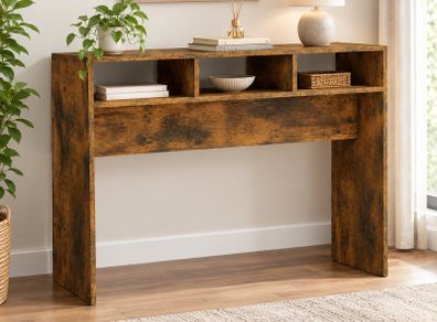 105cm Smoked Oak Console Table, Modern Engineered Wood Hallway Table for Living Room, Entryway & Hall
