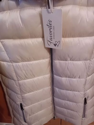 Lebek - Quilted Jacket - Beige with Taupe Faux Fur - UK 12 - BNWT RRP 269