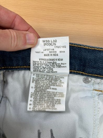 Lee Brooklyn Jeans Mens W33 L30.5 Blue Denim Regular Straight Zip Fly Cotton