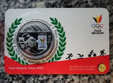Belgium 5 Euro Base Metals Brilliant Uncirculated Coin 2020 - Team Belgium (Color) - Belgian Coin-card Catalogue