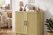 80cm Sideboard Buffet Cabinet, Storage Cabinet with 2 Curved Doors, Adjustable Shelf and Legs for Dining Room, Oak