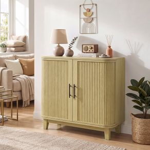 80cm Sideboard Buffet Cabinet, Storage Cabinet with 2 Curved Doors, Adjustable Shelf and Legs for Dining Room, Oak