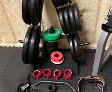 132kg Olympic Weight Plates + 2 Barbells & Home Gym Accessories