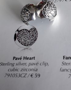 New genuine pandora sterling silver pave charm clip