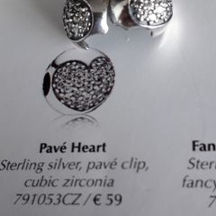 New genuine pandora sterling silver pave charm clip