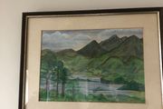 Watercolour Mountain Scene