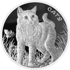2021 Fiji 50 Cents 1oz Silver Bullion Coin - Cats. Proof-like. (In Capsule)