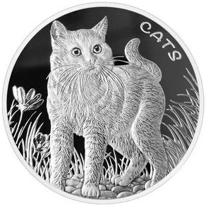 2021 Fiji 50 Cents 1oz Silver Bullion Coin - Cats. Proof-like. (In Capsule)