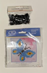Arts & Crafts - Starter Diamond Art Butterfly & Black Beads for Crafting