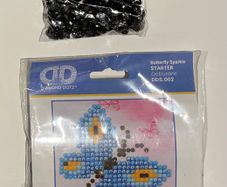 Arts & Crafts - Starter Diamond Art Butterfly & Black Beads for Crafting