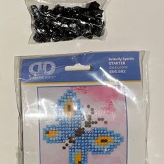 Arts & Crafts - Starter Diamond Art Butterfly & Black Beads for Crafting