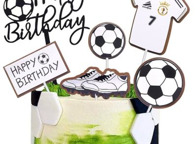Brand new 6 Pack Soccer Football Cake Toppers
