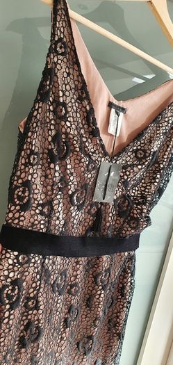 RENATO NUCCI Paris Taupe and Black dress Sz 10 UK - Bnwt Rrp 239 Sterling