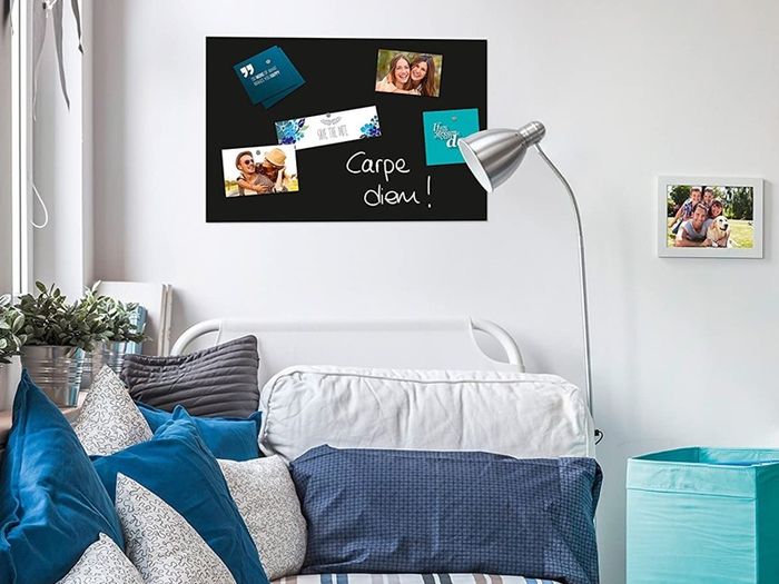Black Glass Magnetic Kitchen Notice Board 60cm x 40cm