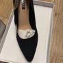Black suede quiz gold detail high heels Image 3