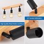 Black Retro Wood Ceiling Light Fitting,3 Way Spot Light Ceiling,Bedroom Lights Ceiling with E27 Bases,Adjustable Black Ceiling Light,Kitchen Lights Ceiling,Living Room Lights Image 4