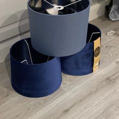 light shades x3 new navy velvet and tweed effect. See description for pricing please