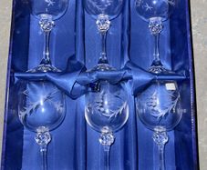 Boxed Irish Duiske glassware set of 6 .