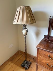 Vintage look floor lamp with pleated shade
