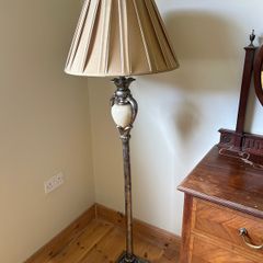 Vintage look floor lamp with pleated shade