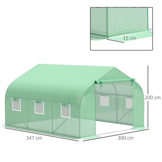Walk In Greenhouse Cover Replacement Plant Growhouse PE Cover 3.5x3x2m Green
