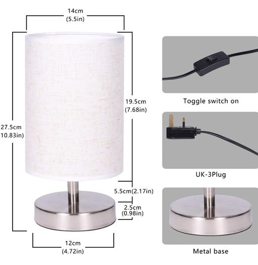 Bedside Table Lamp, LED Modern Nightstand Desk Lamp, Remote Dimmable RGB Color Changing Modes for Bedroom, Living Room, Childrens Room, Office (E27 RGB Bulb Included)