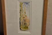 Watercolour Church Scene - Framed