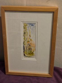 Watercolour Church Scene - Framed