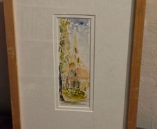 Watercolour Church Scene - Framed