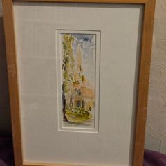 Watercolour Church Scene - Framed